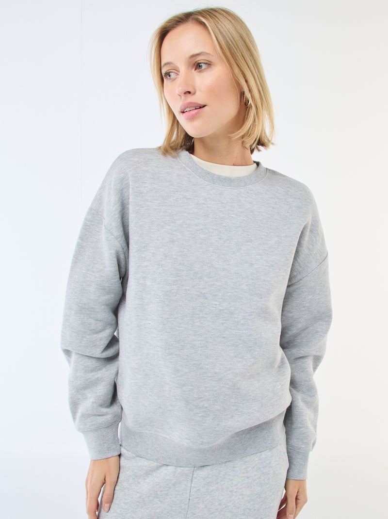 Effen sweater van warme joggingstof Grijs - Kiabi