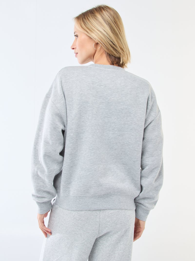 Effen sweater van warme joggingstof Grijs - Kiabi