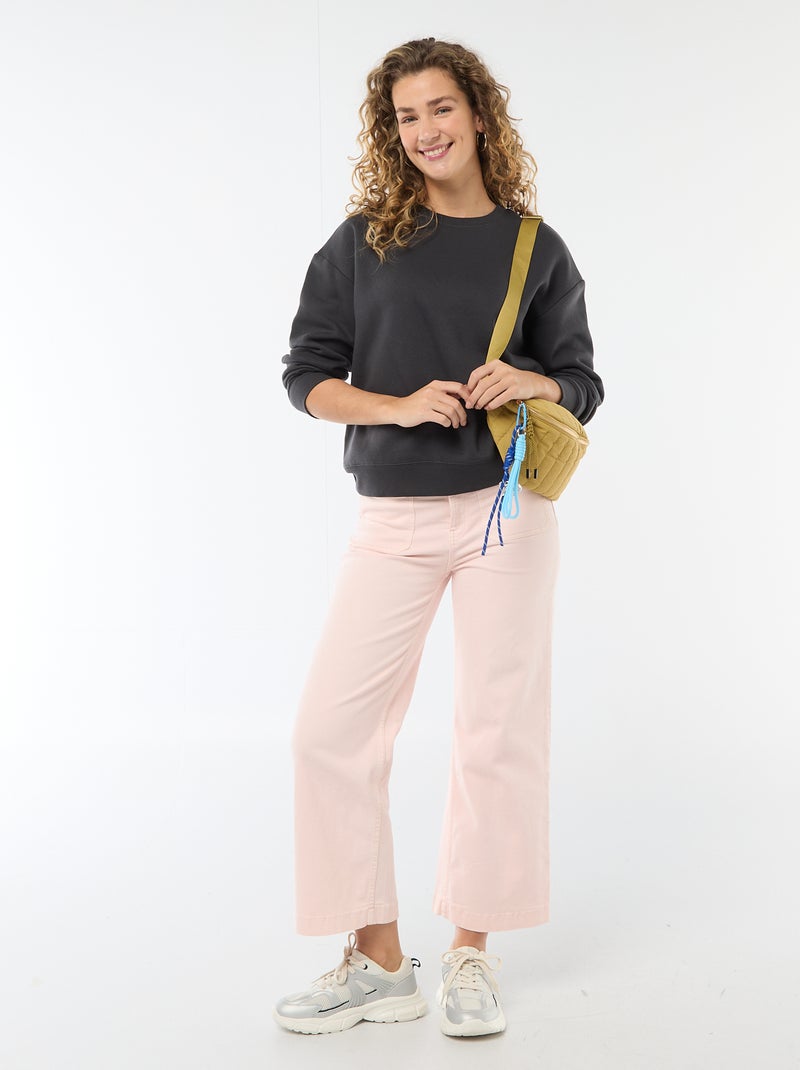 Effen sweater van warme joggingstof Grijs - Kiabi