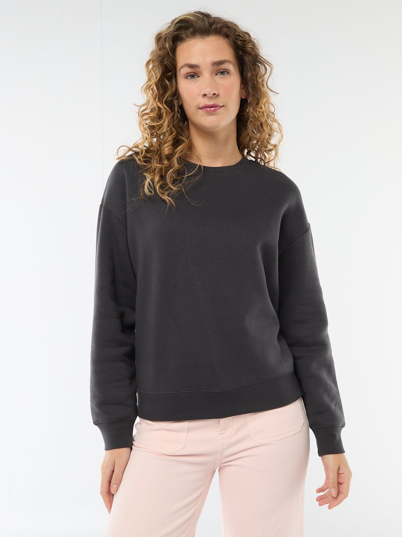 Effen sweater van warme joggingstof Grijs - Kiabi