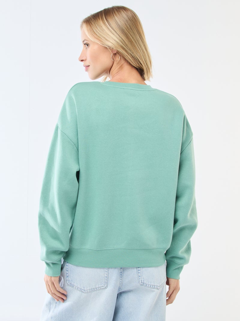 Effen sweater van warme joggingstof Groen - Kiabi