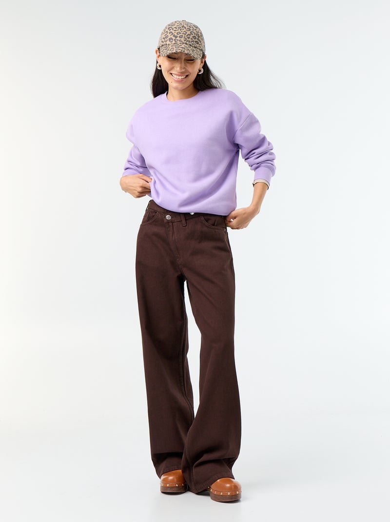 Effen sweater van warme joggingstof Paars - Kiabi