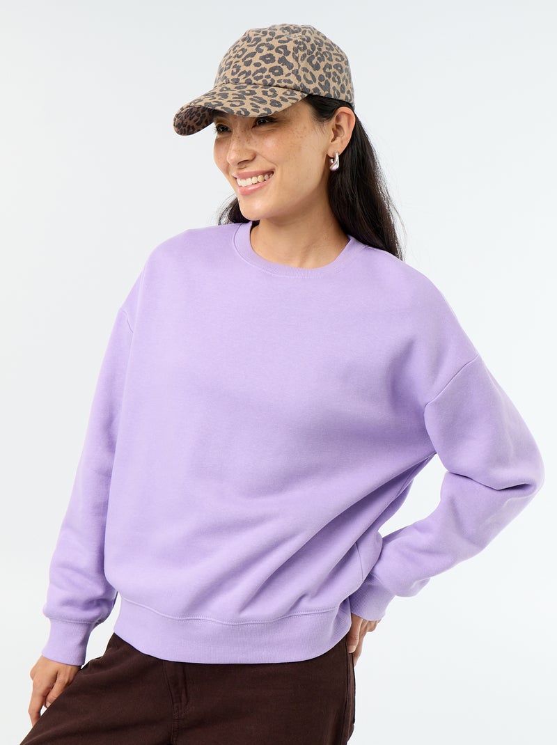 Effen sweater van warme joggingstof Paars - Kiabi