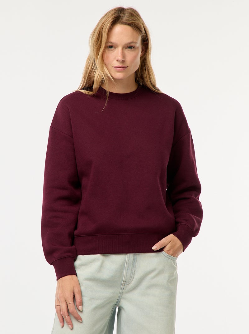 Effen sweater van warme joggingstof Rood - Kiabi