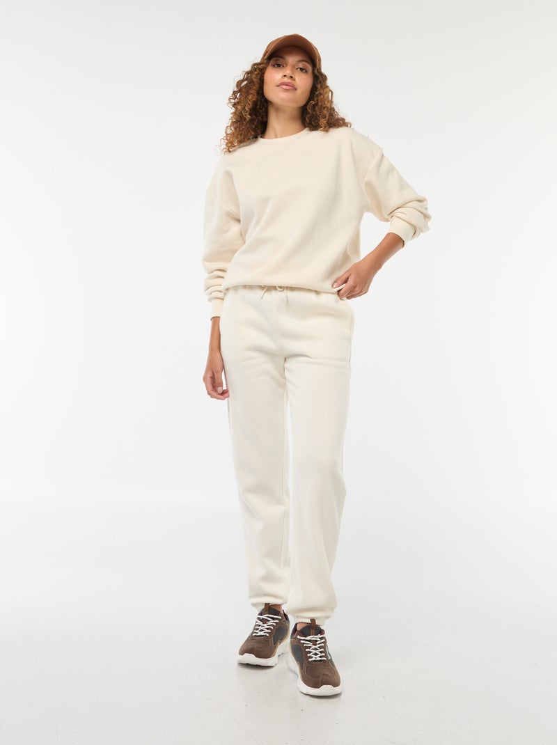 Effen sweater van warme joggingstof Wit - Kiabi