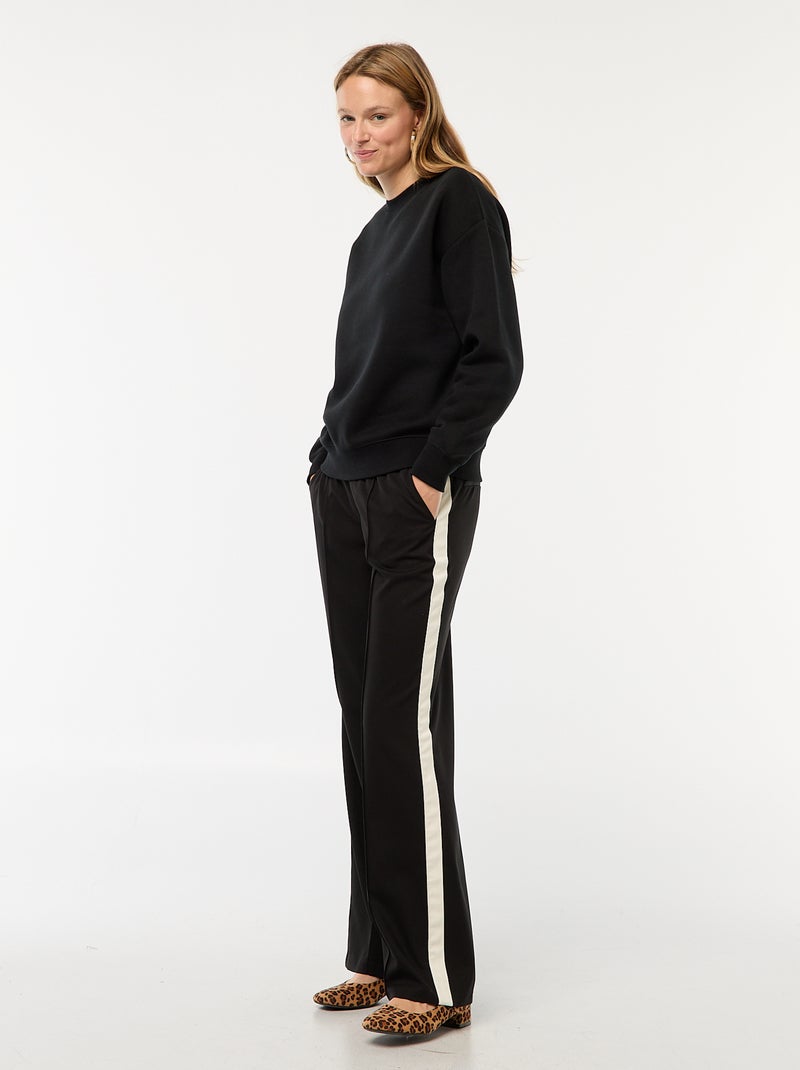 Effen sweater van warme joggingstof zwart - Kiabi