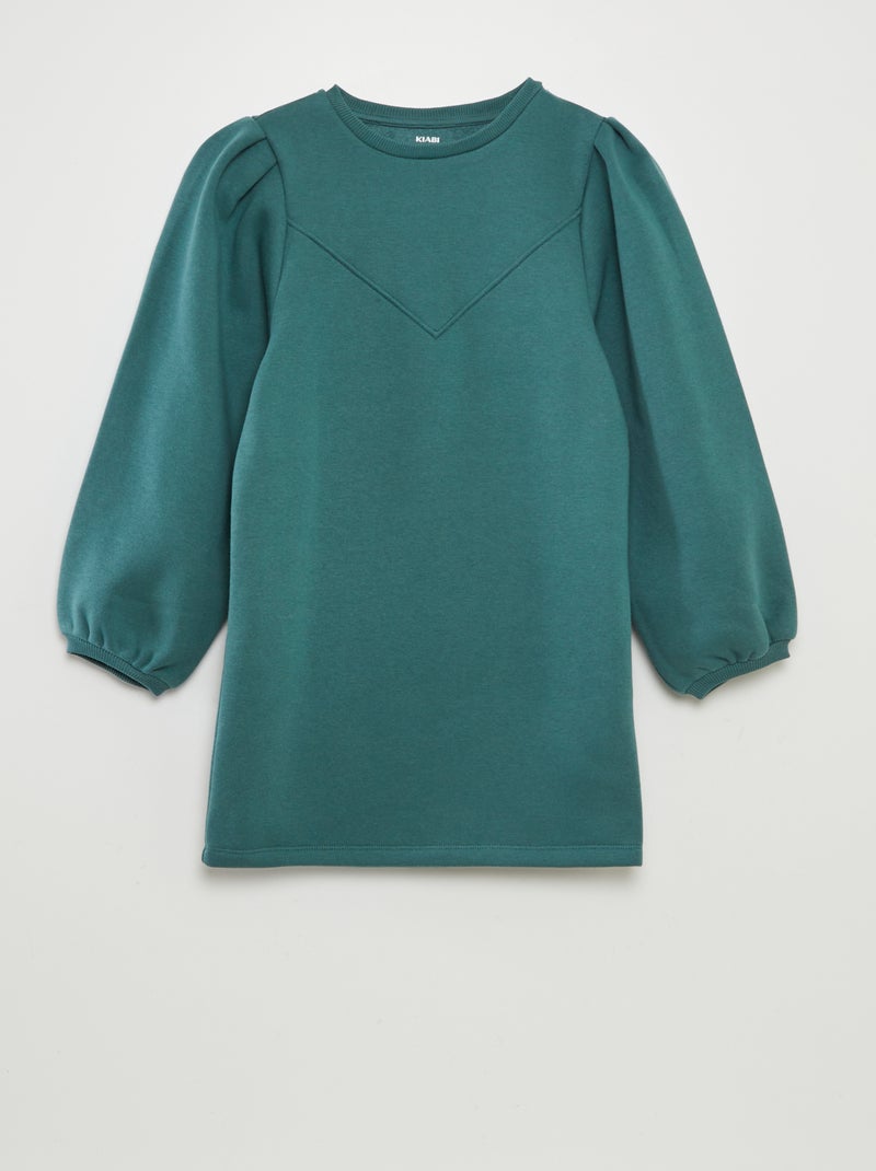 Effen sweatjurk van joggingstof GROEN - Kiabi