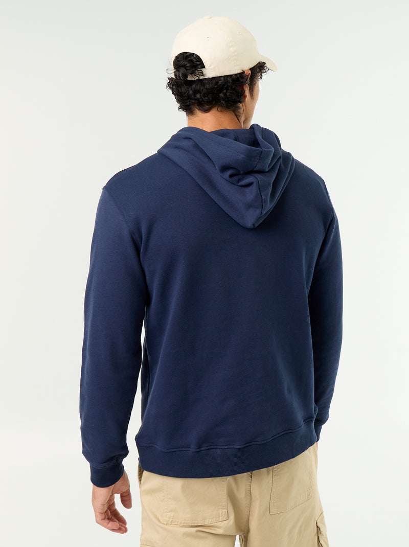 Effen sweatshirt met capuchon Marineblauw - Kiabi