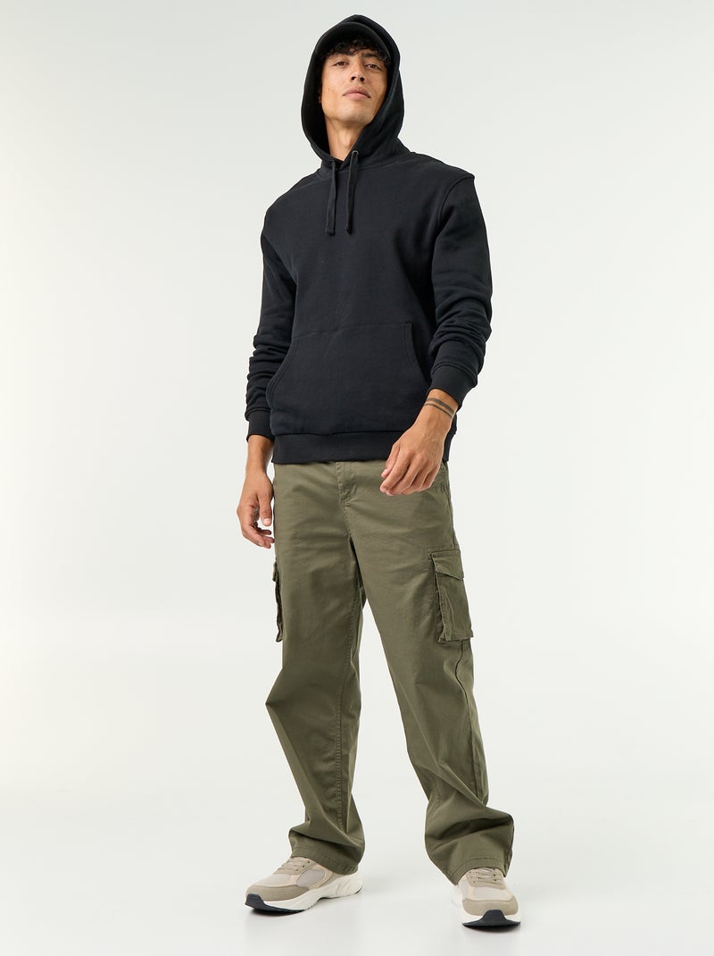 Effen sweatshirt met capuchon Zwart - Kiabi
