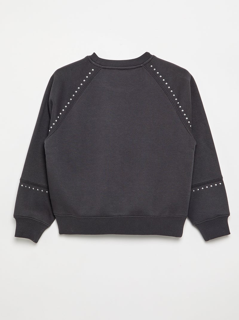 Effen sweatshirt met studs Grijs - Kiabi