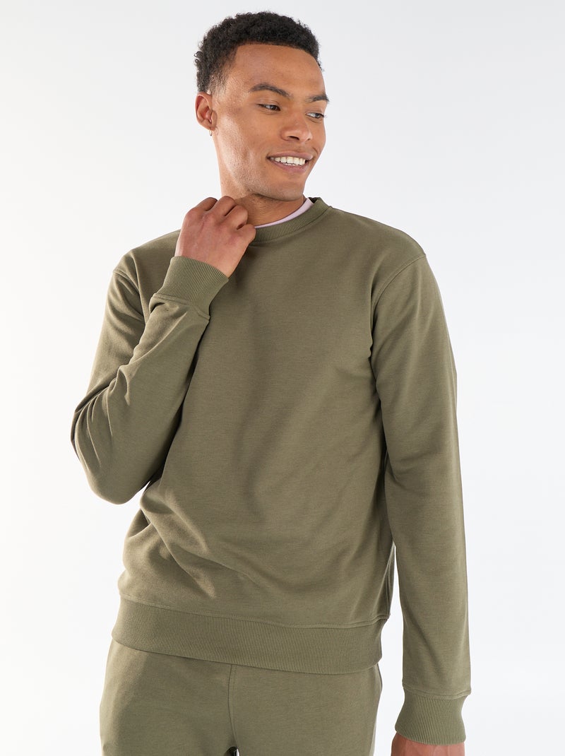 Effen sweatshirt van French Terry Kaki - Kiabi