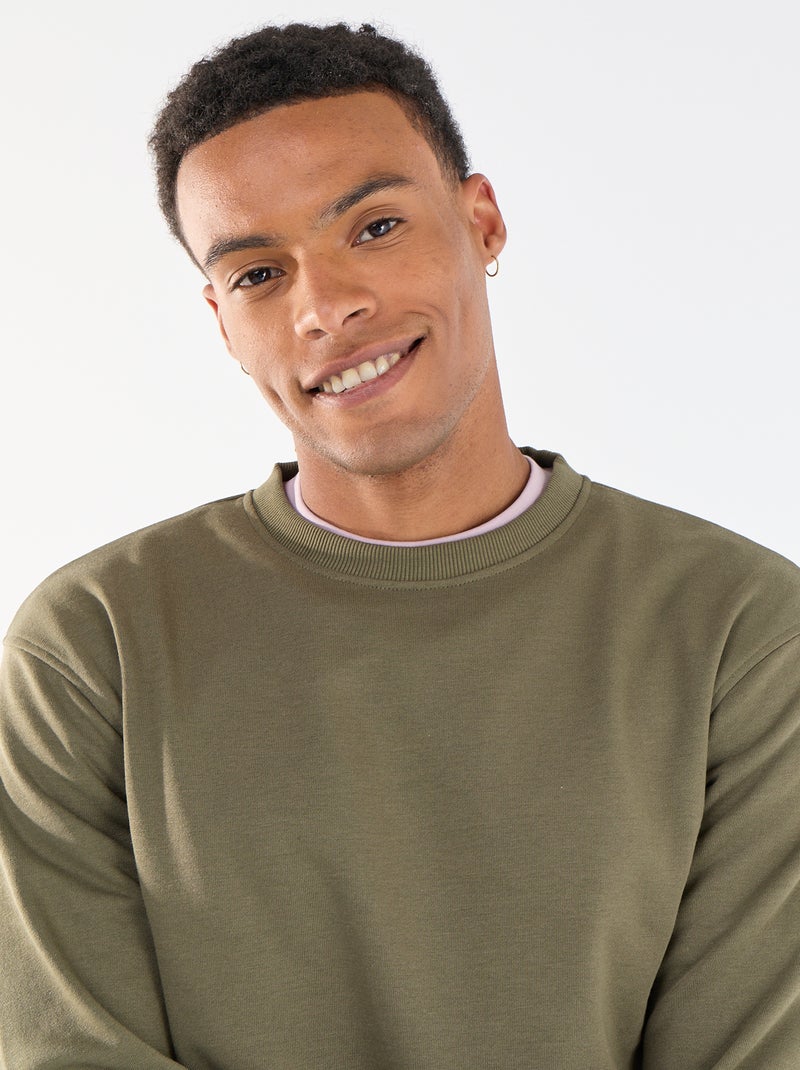Effen sweatshirt van French Terry Kaki - Kiabi