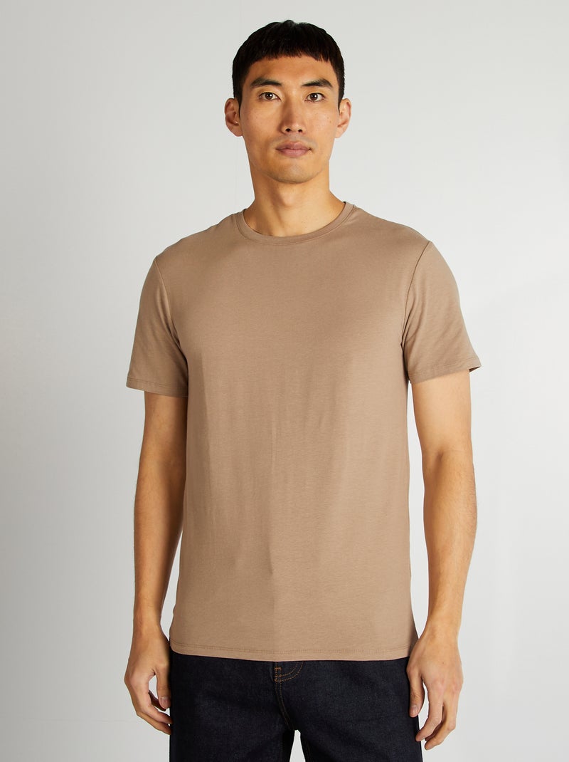 Effen T-shirt - Slim-fit BIEGE - Kiabi
