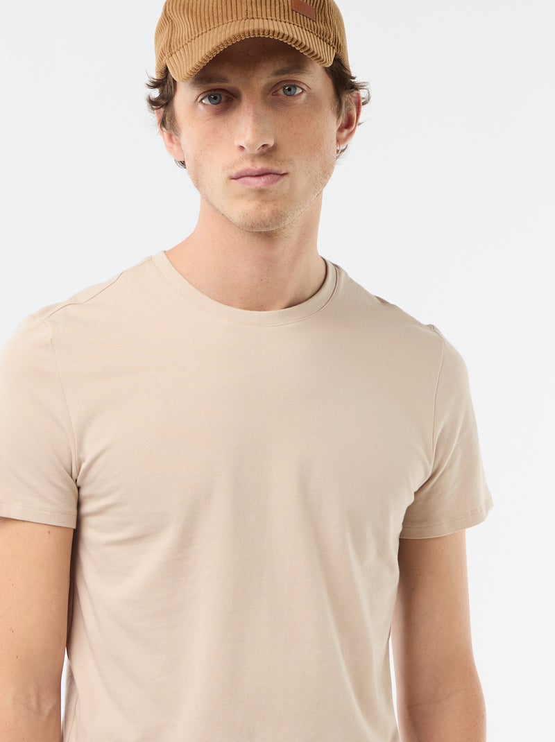 Effen T-shirt - Slim-fit Biege - Kiabi