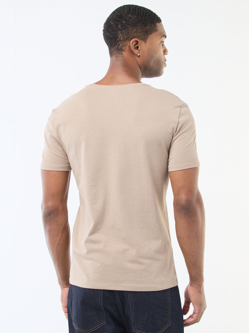 Effen T-shirt - Slim-fit Biege - Kiabi
