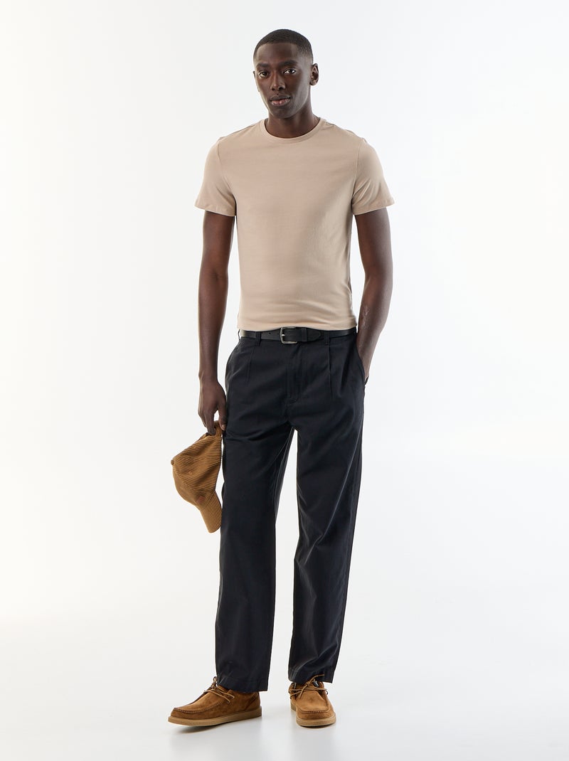 Effen T-shirt - Slim-fit Biege - Kiabi