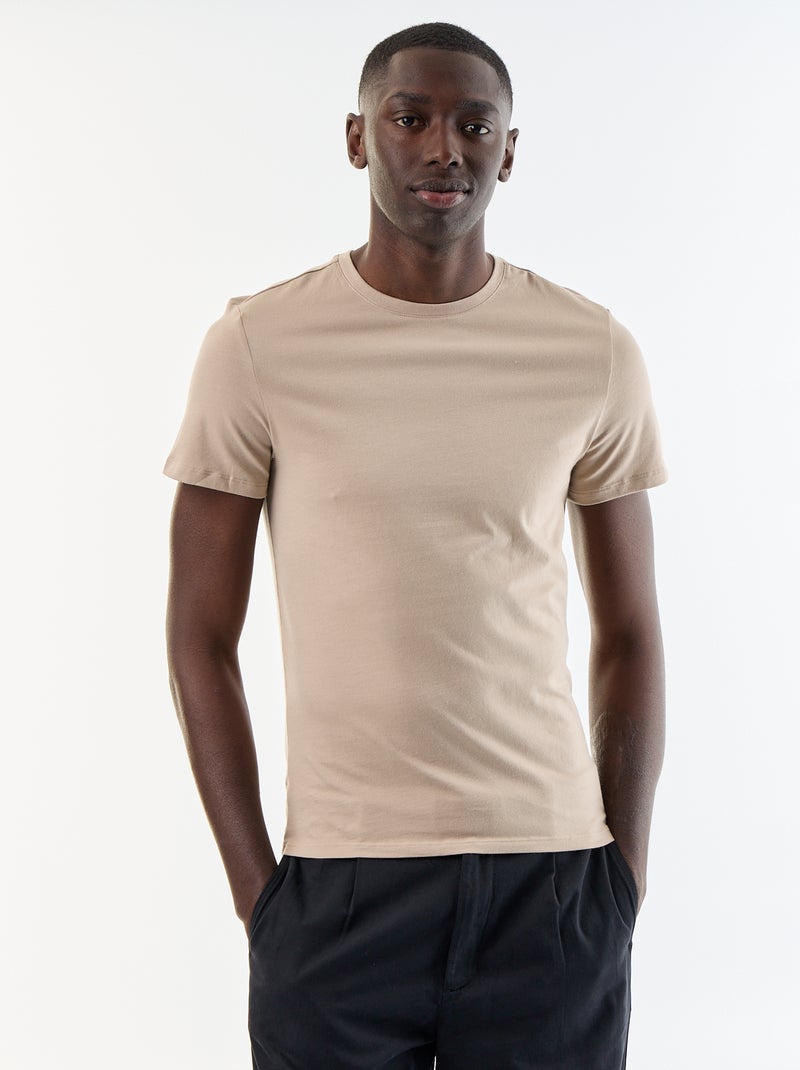 Effen T-shirt - Slim-fit Biege - Kiabi
