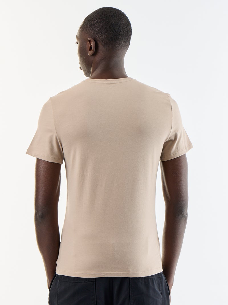 Effen T-shirt - Slim-fit Biege - Kiabi
