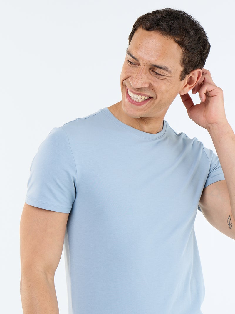 Effen T-shirt - Slim-fit Blauw - Kiabi