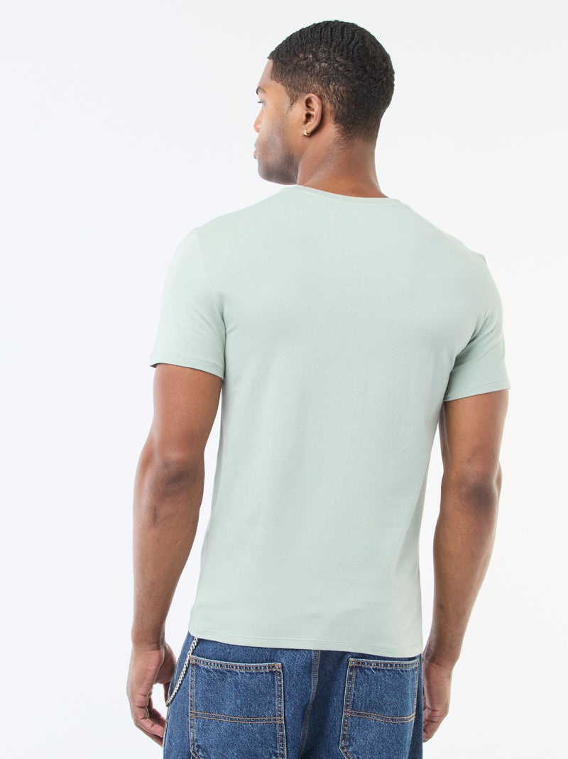 Effen T-shirt - Slim-fit Groen - Kiabi
