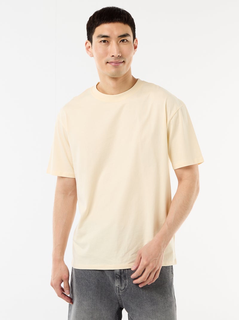 Effen T-shirt Comfort fit / Oversized Biege - Kiabi