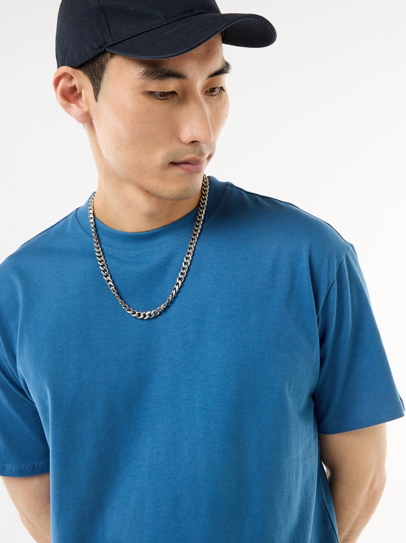 Effen T-shirt Comfort fit / Oversized Blauw - Kiabi