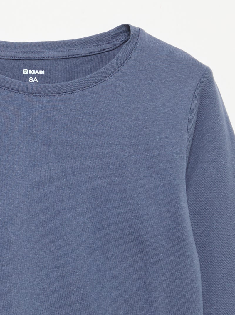 Effen T-shirt met aangerimpelde schouders Blauw - Kiabi