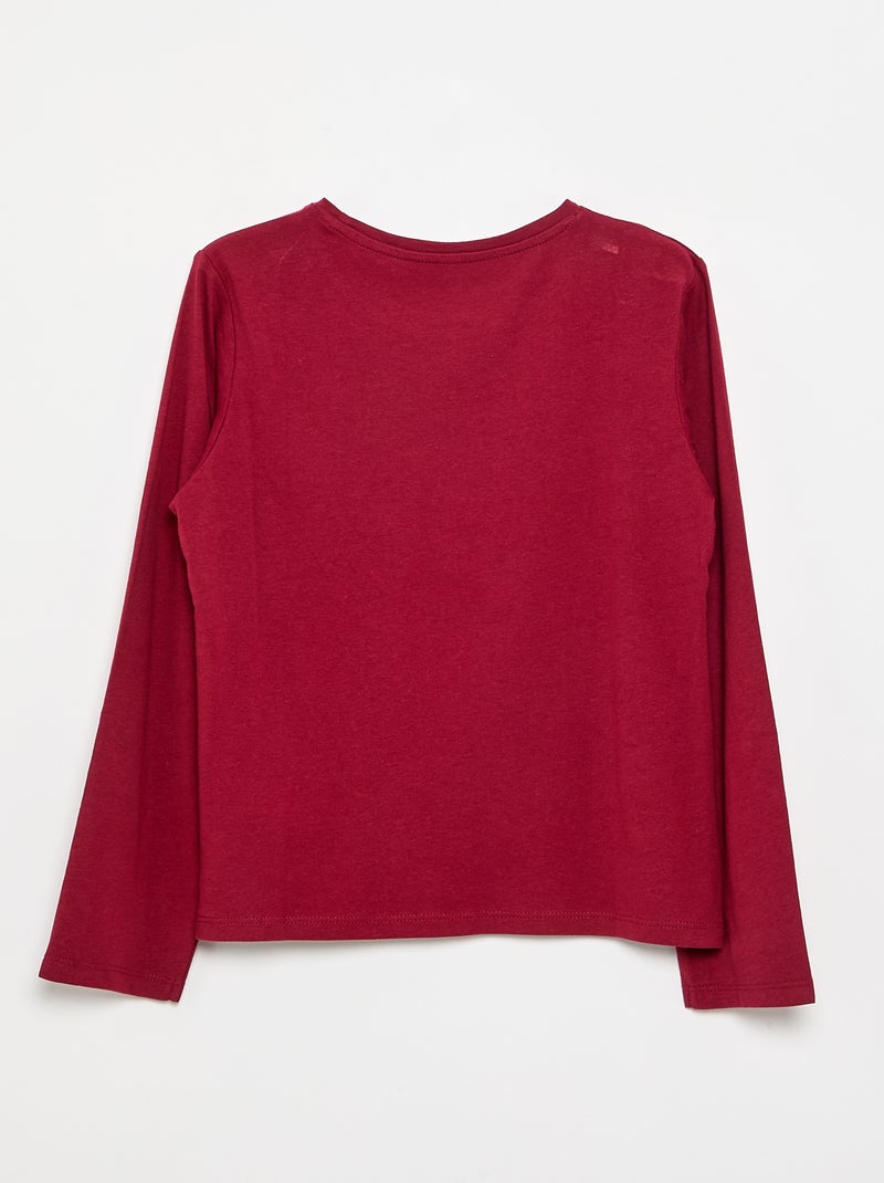 Effen T-shirt met aangerimpelde schouders Rood - Kiabi