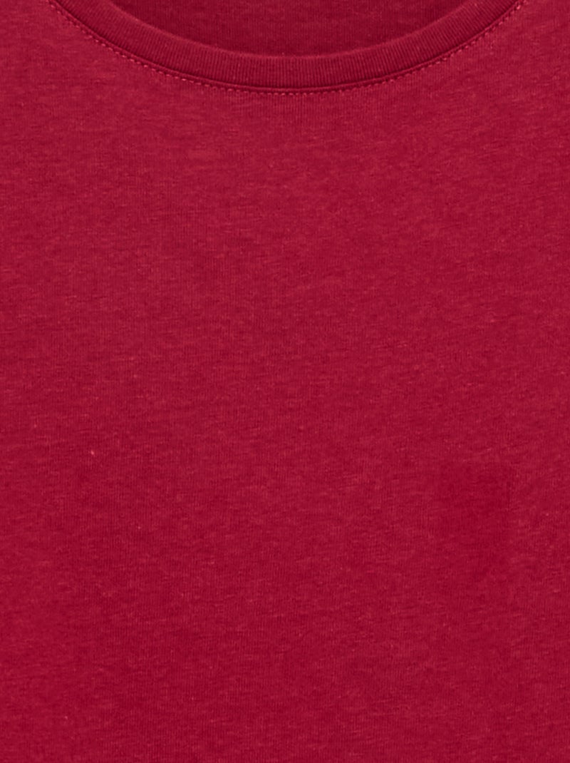 Effen T-shirt met aangerimpelde schouders Rood - Kiabi