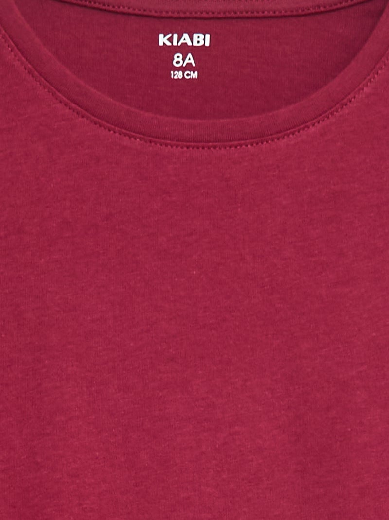Effen T-shirt met aangerimpelde schouders Rood - Kiabi