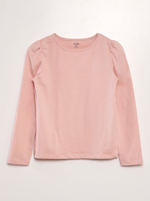 Effen T-shirt met aangerimpelde schouders - Kiabi