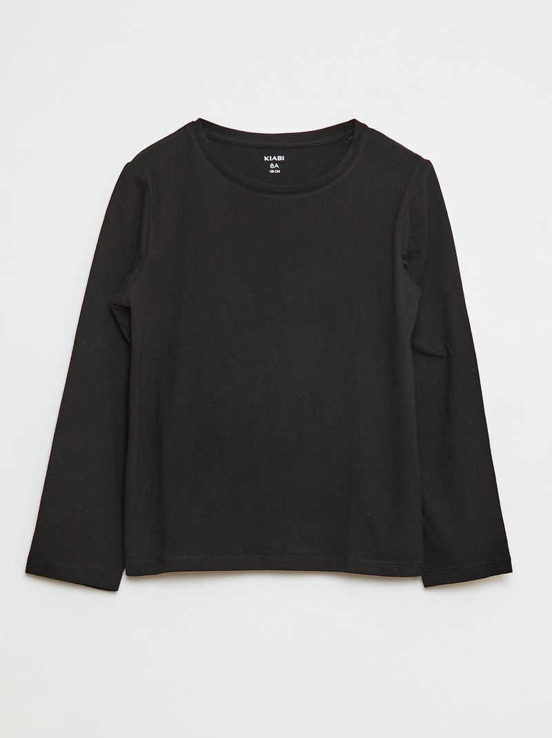 Effen T-shirt met aangerimpelde schouders Zwart - Kiabi