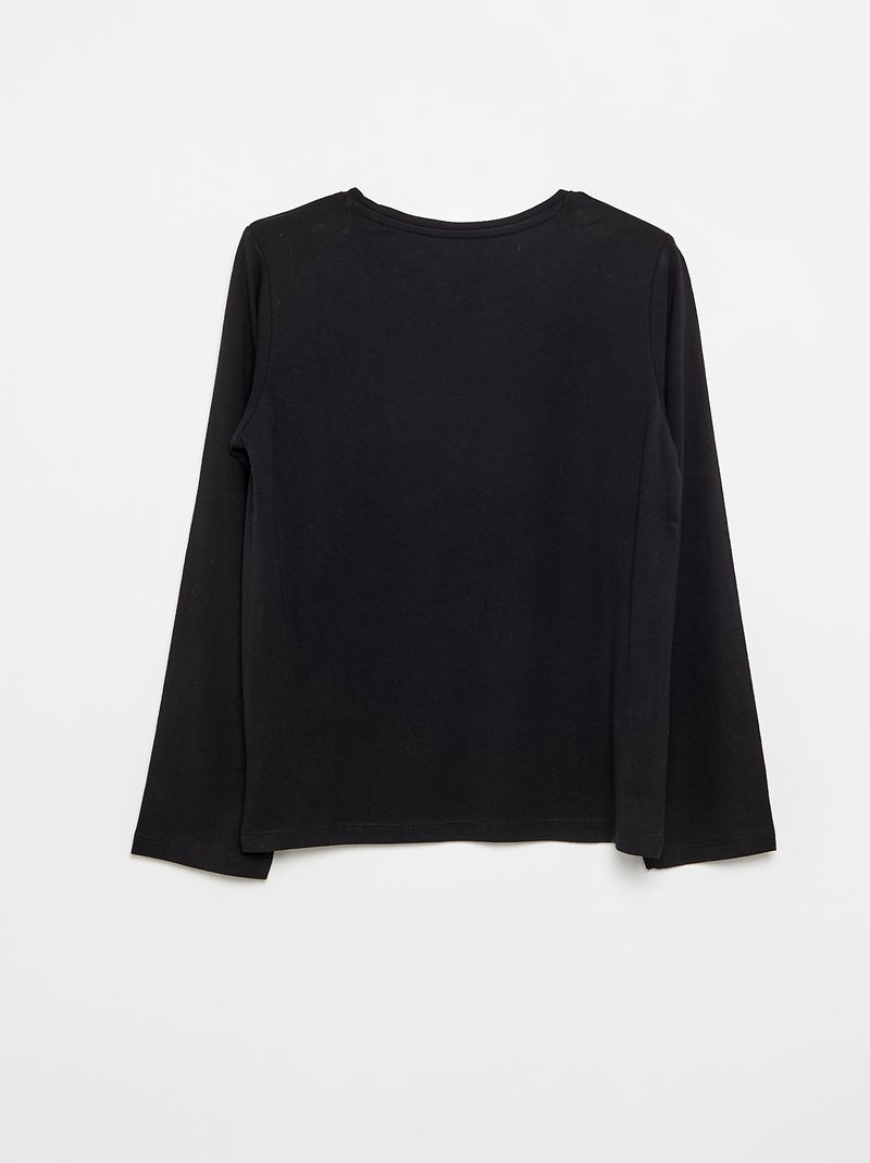 Effen T-shirt met aangerimpelde schouders Zwart - Kiabi