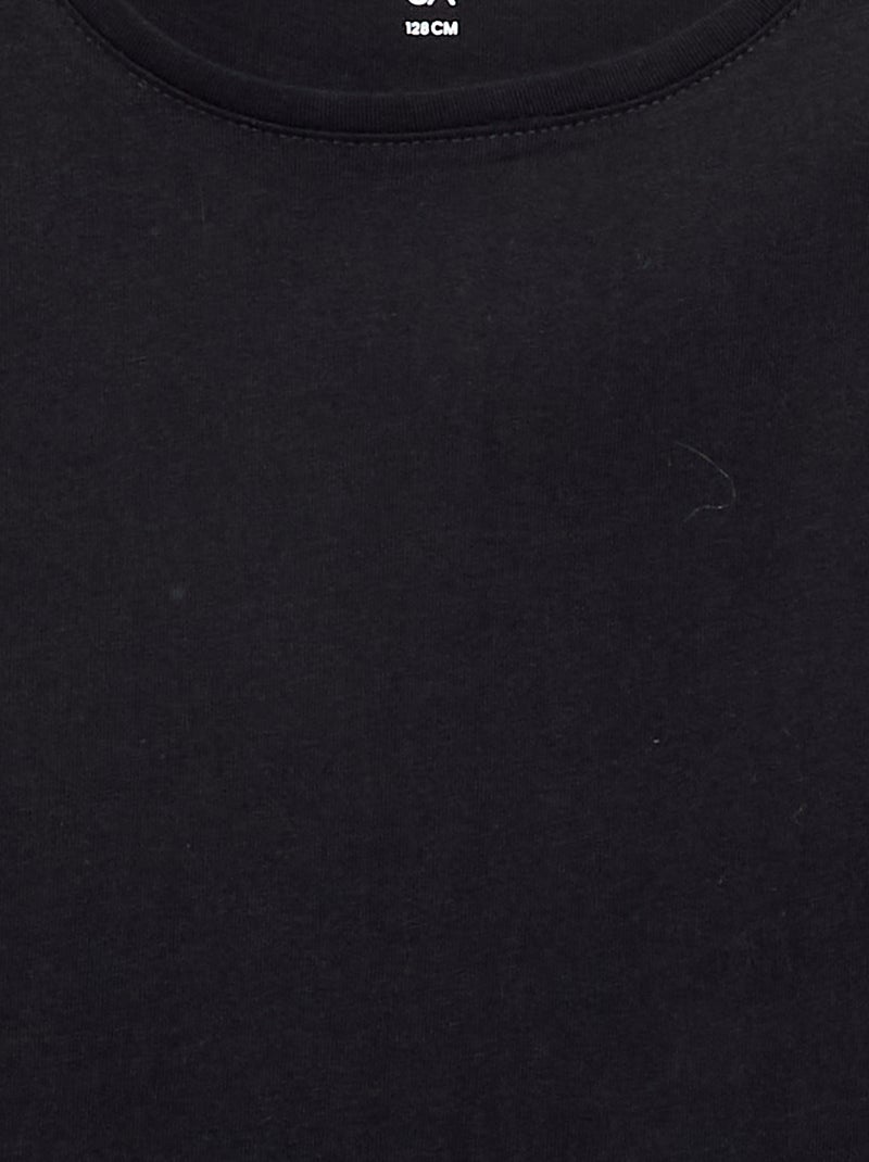 Effen T-shirt met aangerimpelde schouders Zwart - Kiabi