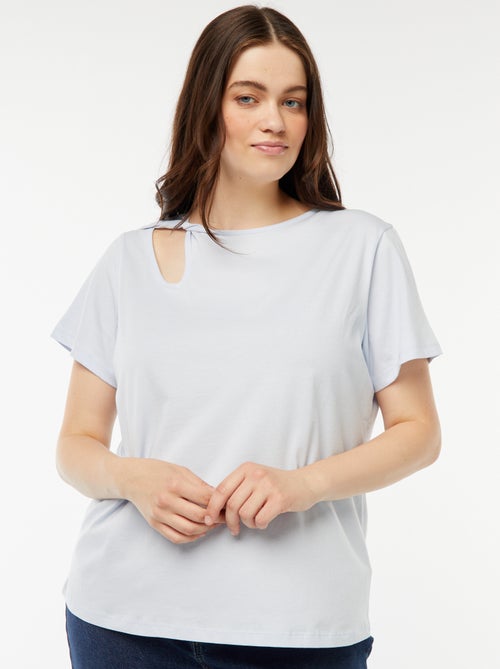 Effen T-shirt met ajoursplit en gedraaid effect - Kiabi