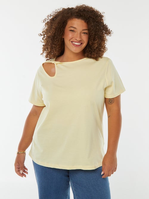 Effen T-shirt met ajoursplit en gedraaid effect - Kiabi