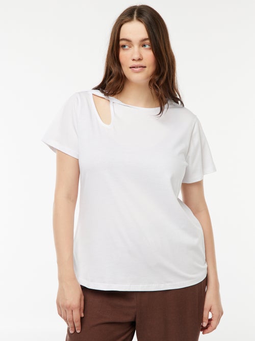 Effen T-shirt met ajoursplit en gedraaid effect - Kiabi