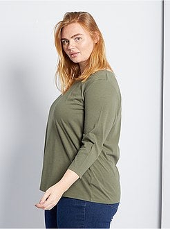 Effen T-shirt met boothals - Kiabi