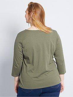 Effen T-shirt met boothals - Kiabi