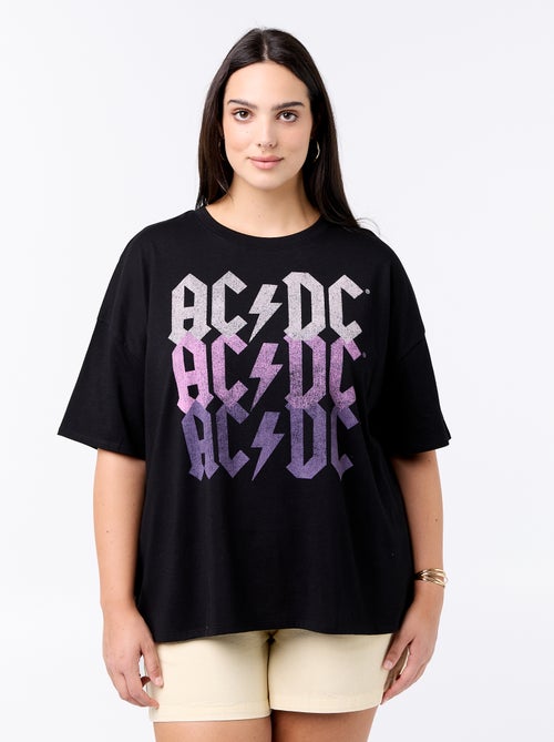 Effen T-shirt met borduurwerk en macramé op de mouwen - Kiabi