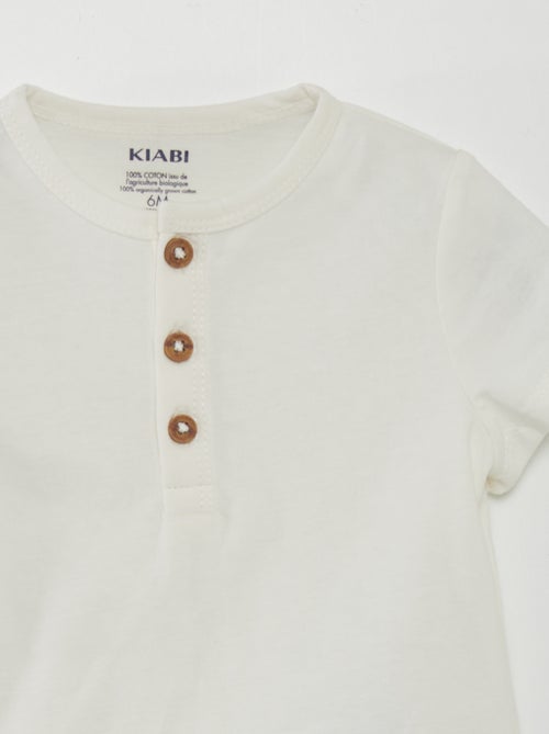 Effen T-shirt met geknoopte kraag - Kiabi