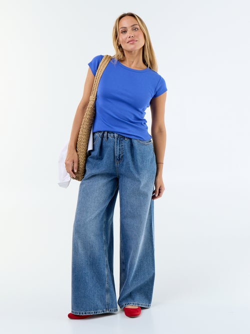 Effen T-shirt met halternek en korte mouwen - Kiabi