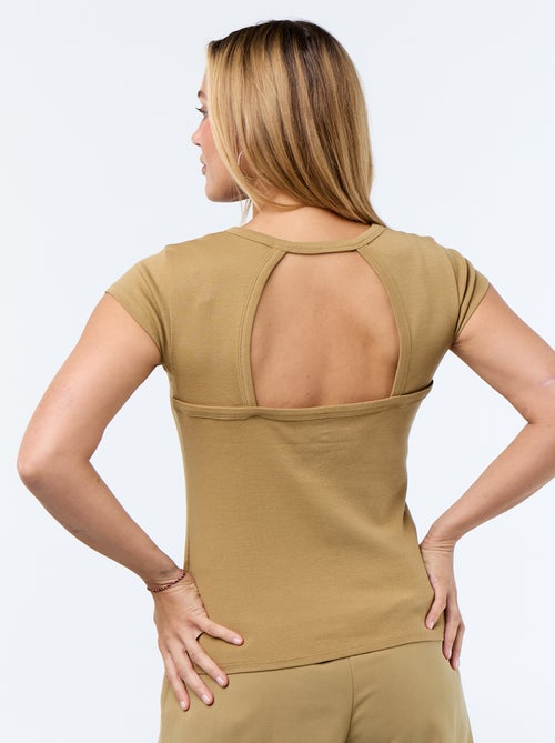 Effen T-shirt met halternek en korte mouwen - Kiabi