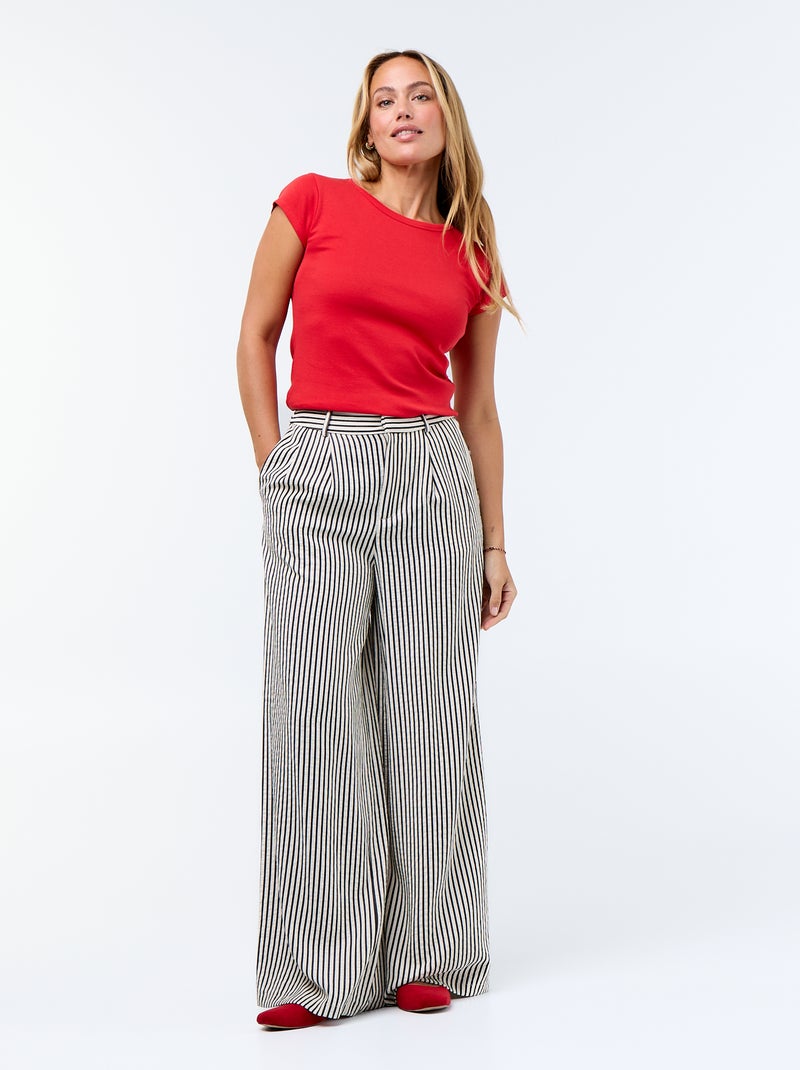 Effen T-shirt met halternek en korte mouwen Rood - Kiabi