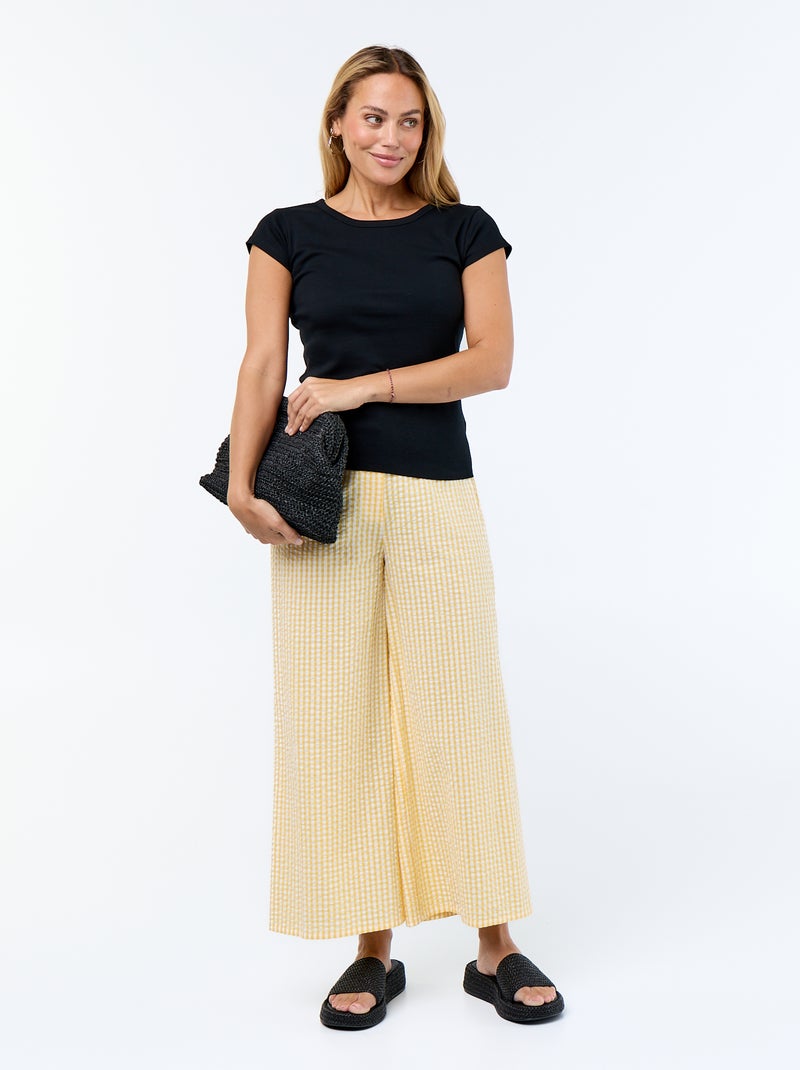 Effen T-shirt met halternek en korte mouwen Zwart - Kiabi