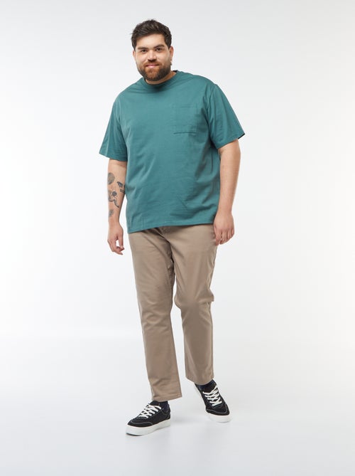 Effen T-shirt met korte mouw en borstzakje - Kiabi