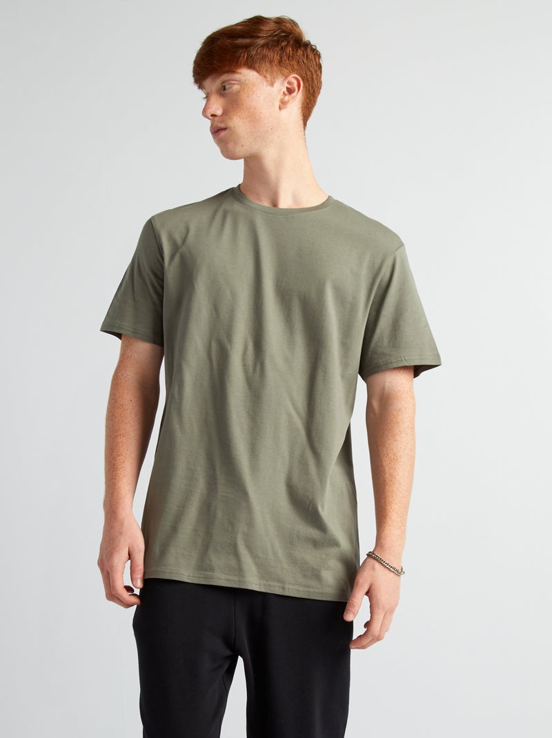 Effen T-shirt met korte mouw GROEN - Kiabi