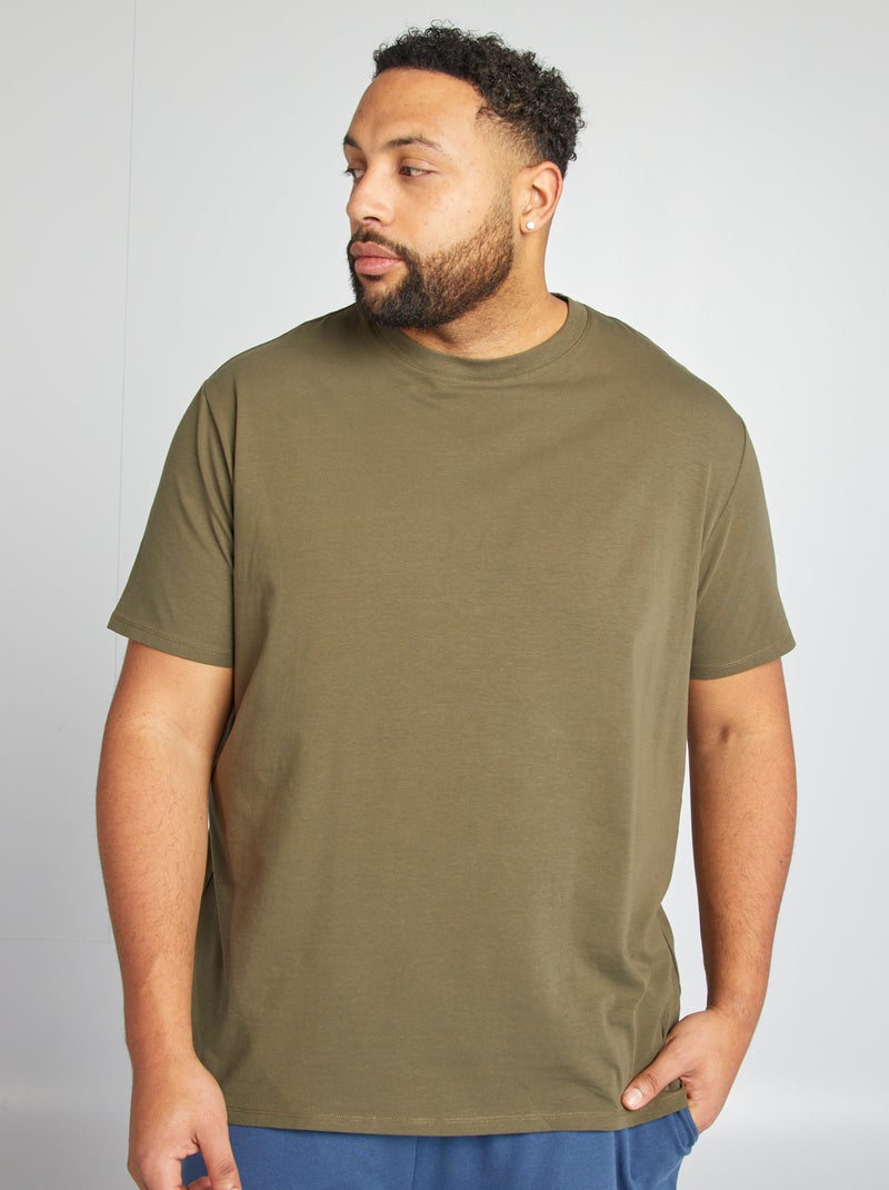 Effen T-shirt met korte mouw KAKI - Kiabi