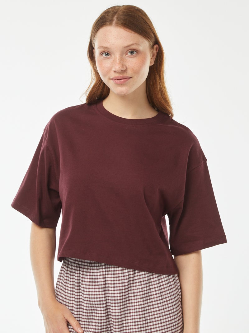 Effen T-shirt met korte mouw Rood - Kiabi
