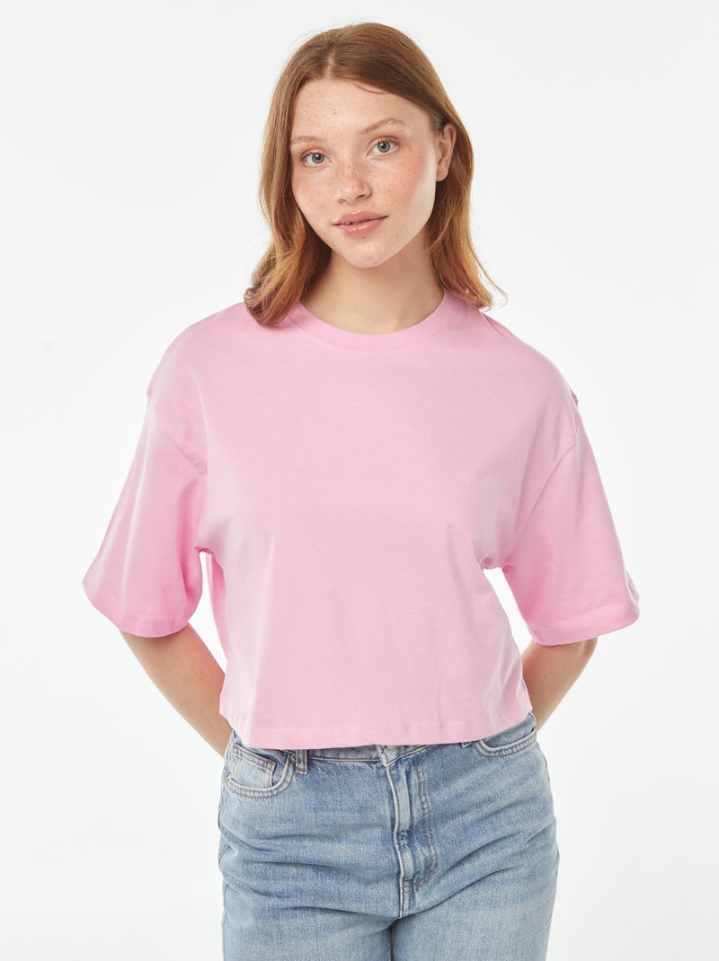 Effen T-shirt met korte mouw Rose - Kiabi